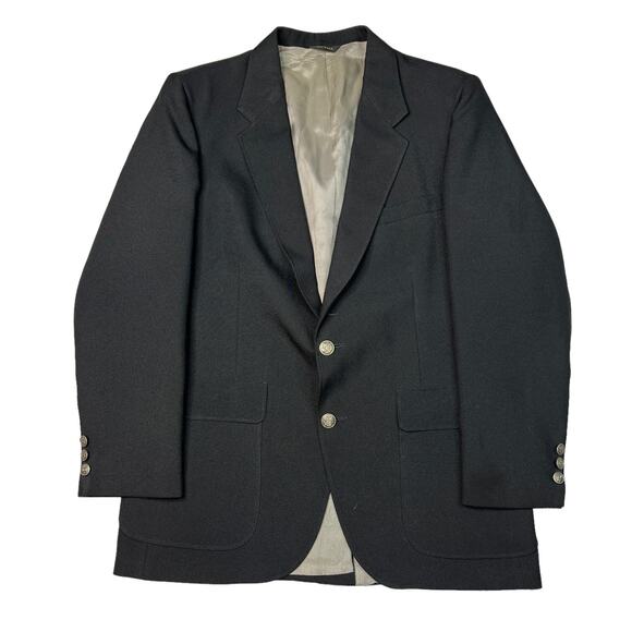 Vintage Edgeworth Two-Button Sport Coat Suit Jacket Notch Lapel Black Mens 40R - Picture 1 of 7